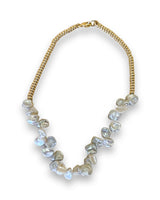 Keshi fresh water pearl anklet with rounded gold filled beads on a lobster clasp.